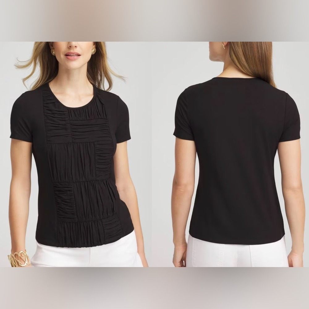 NWT Chico's Jersey Knit‎ Ruched Front Tee Size 1 (M)